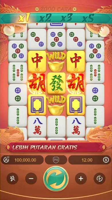 Mahjong Ways 2 layar utama 2000 CARA dengan simbol emas dan Wild