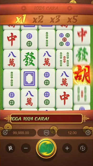 Mahjong Ways tumble: simbol pemenang hilang dan tulisan MENANG di demo PG Soft
